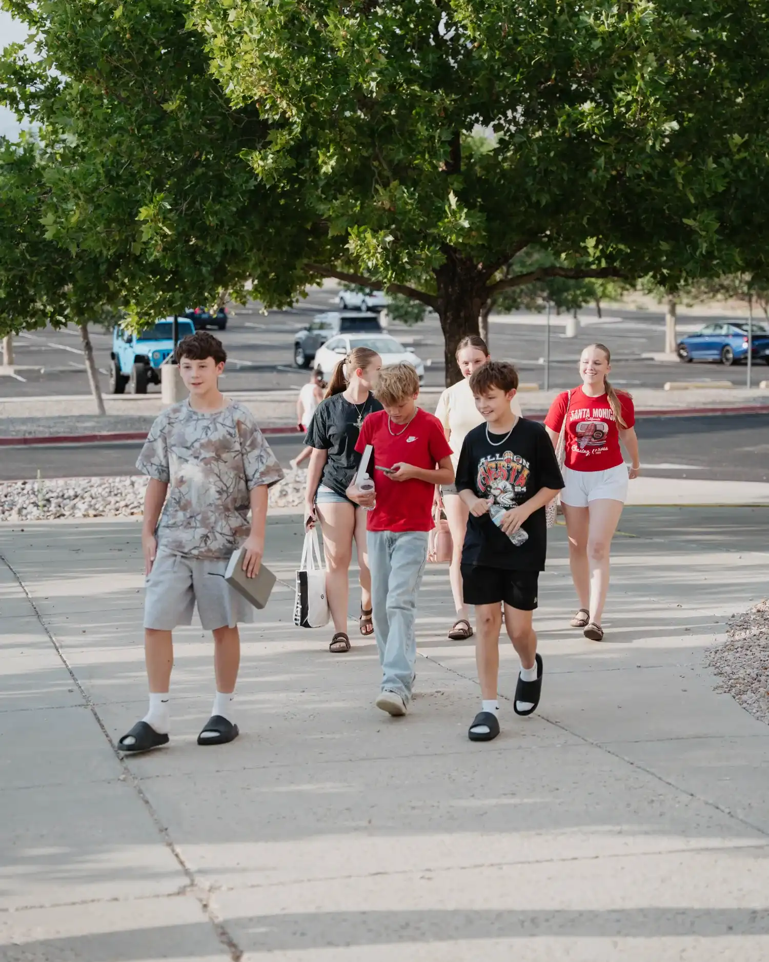 BC Youth students walking toward the church entrance